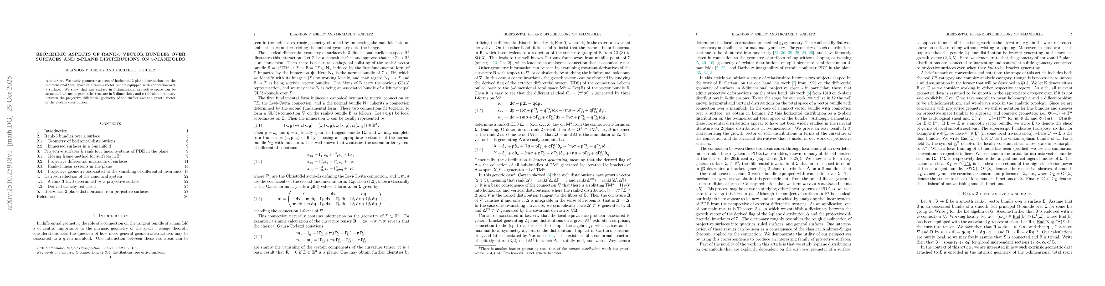 Thumbnail for Geometric aspects of rank-3 vector bundles over surfaces and 2-plane
  distributions on 5-manifolds