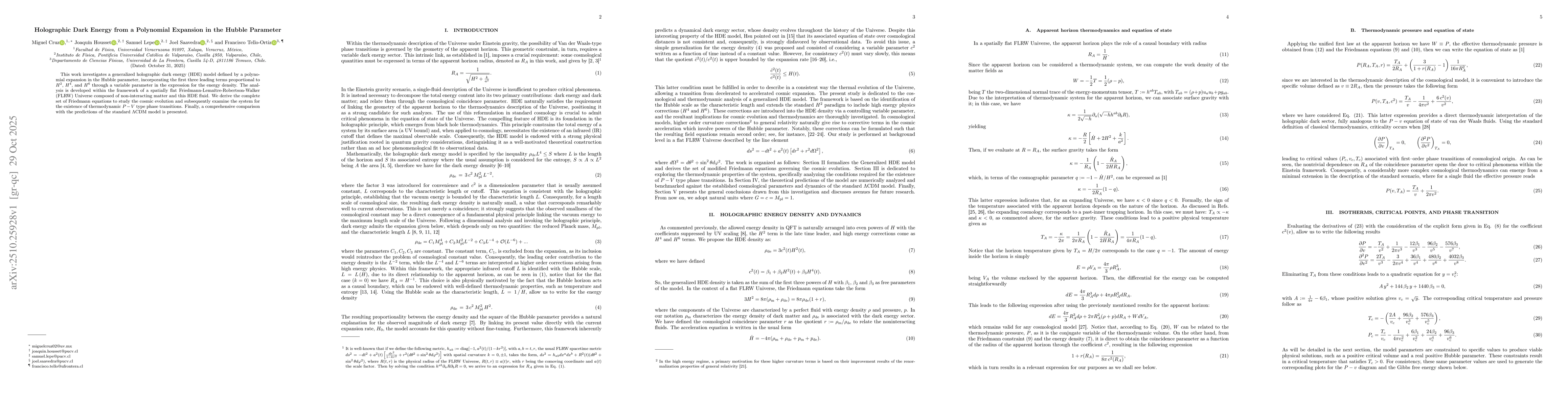 Thumbnail for Holographic Dark Energy from a Polynomial Expansion in the Hubble
  Parameter