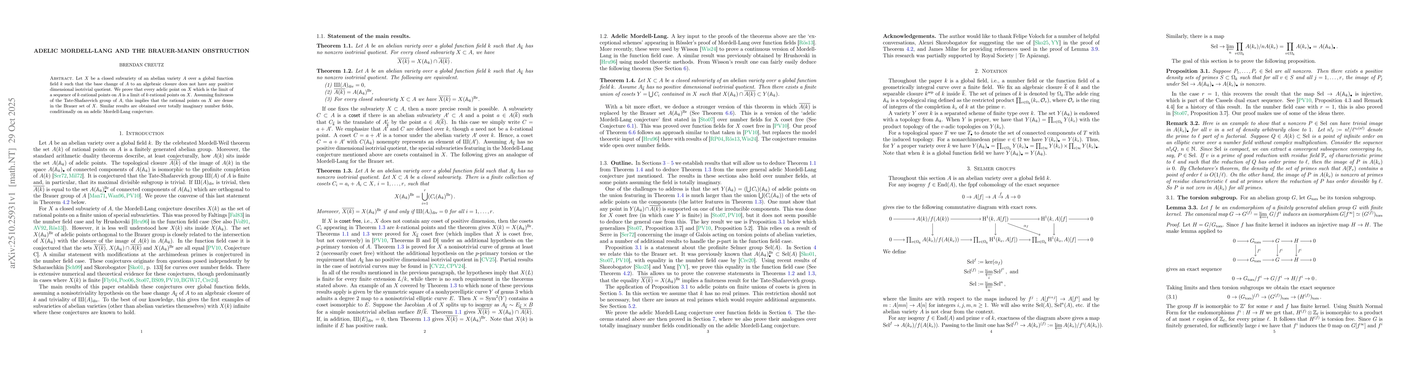 Thumbnail for Adelic Mordell-Lang and the Brauer-Manin obstruction