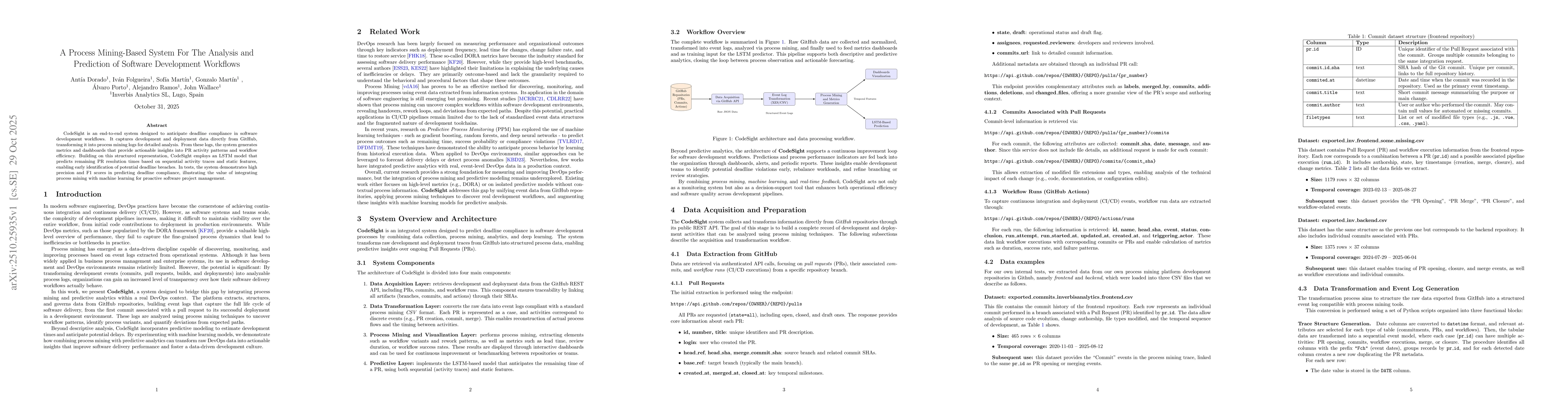Thumbnail for A Process Mining-Based System For The Analysis and Prediction of
  Software Development Workflows