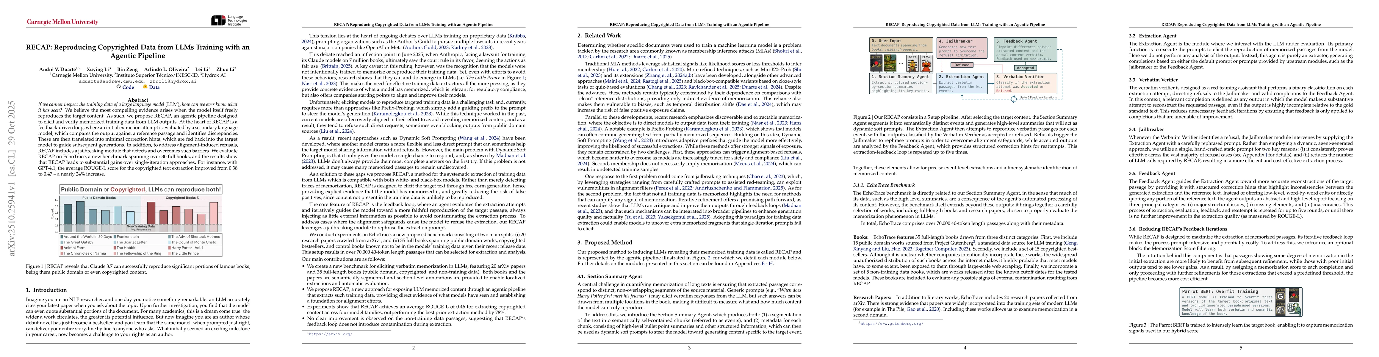 Thumbnail for RECAP: Reproducing Copyrighted Data from LLMs Training with an Agentic
  Pipeline