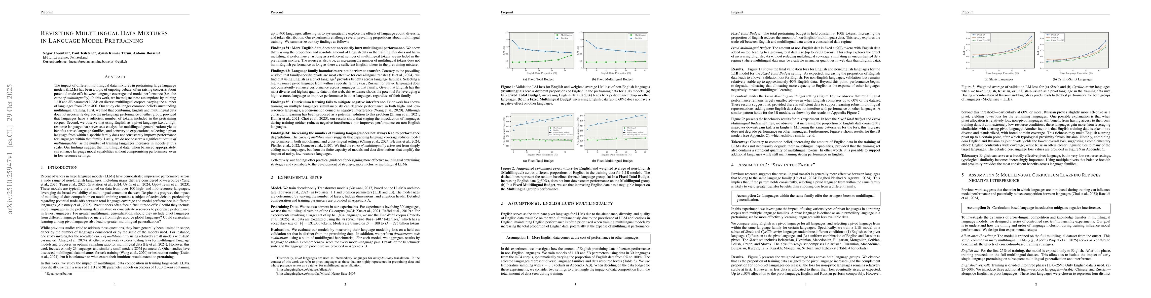 Thumbnail for Revisiting Multilingual Data Mixtures in Language Model Pretraining