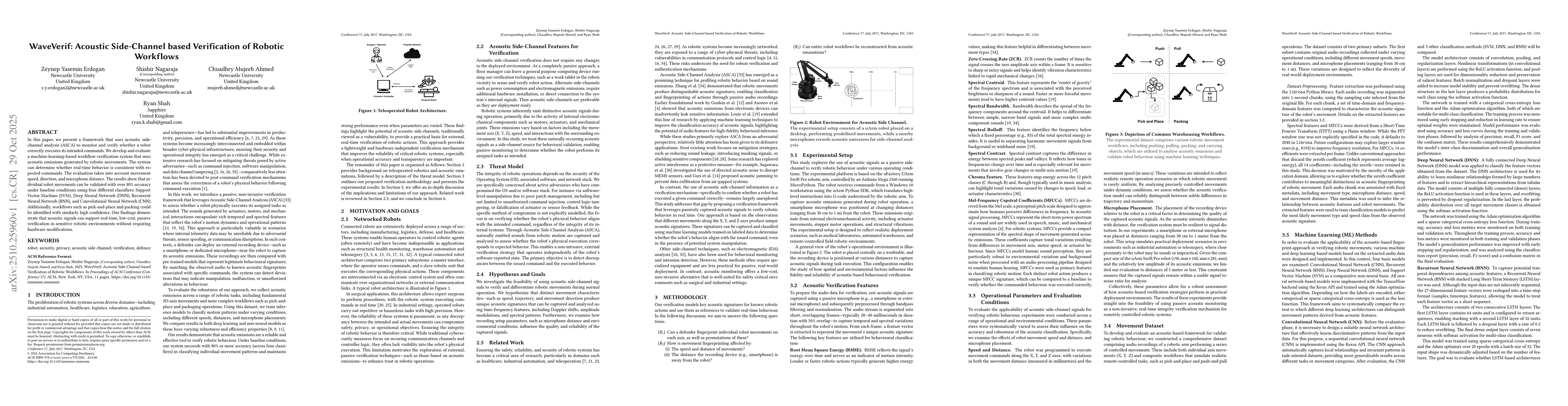 Thumbnail for WaveVerif: Acoustic Side-Channel based Verification of Robotic Workflows
