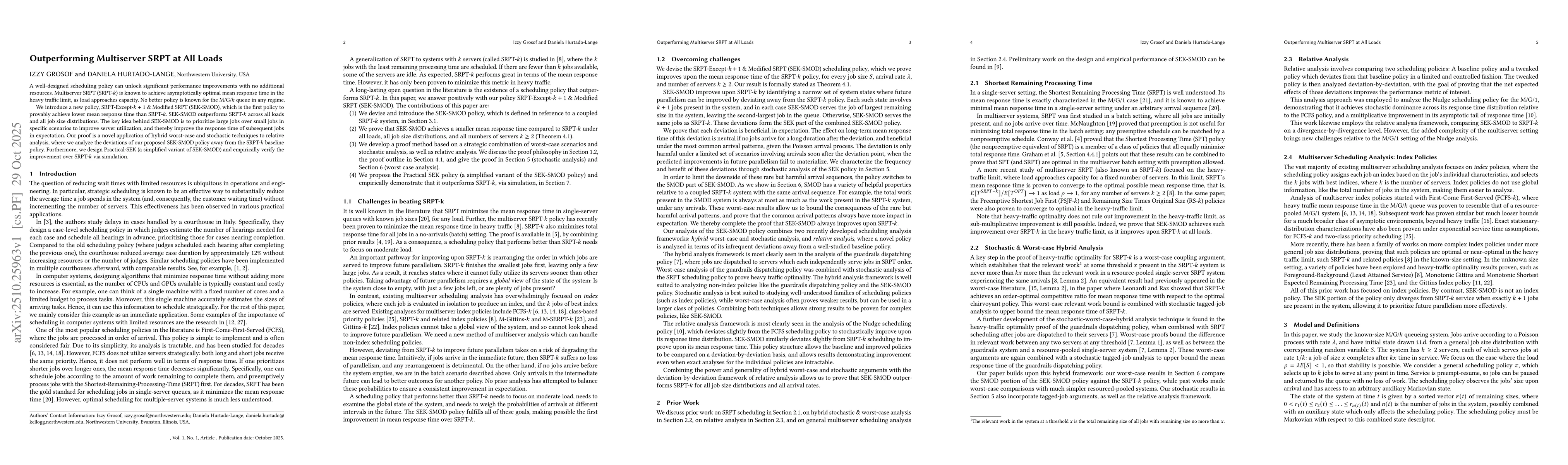 Thumbnail for Outperforming Multiserver SRPT at All Loads