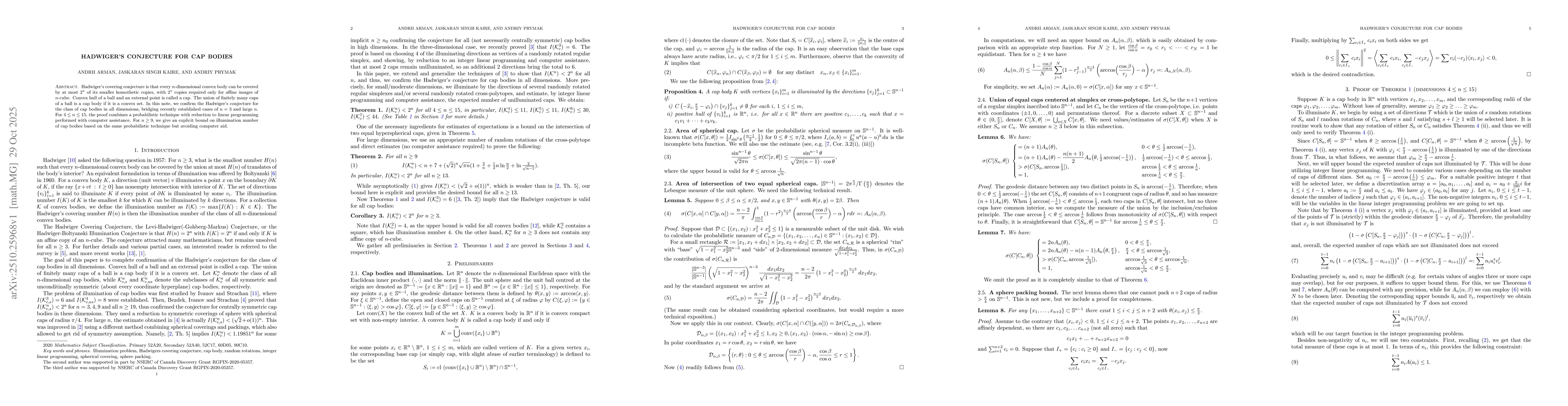 Thumbnail for Hadwiger's conjecture for cap bodies