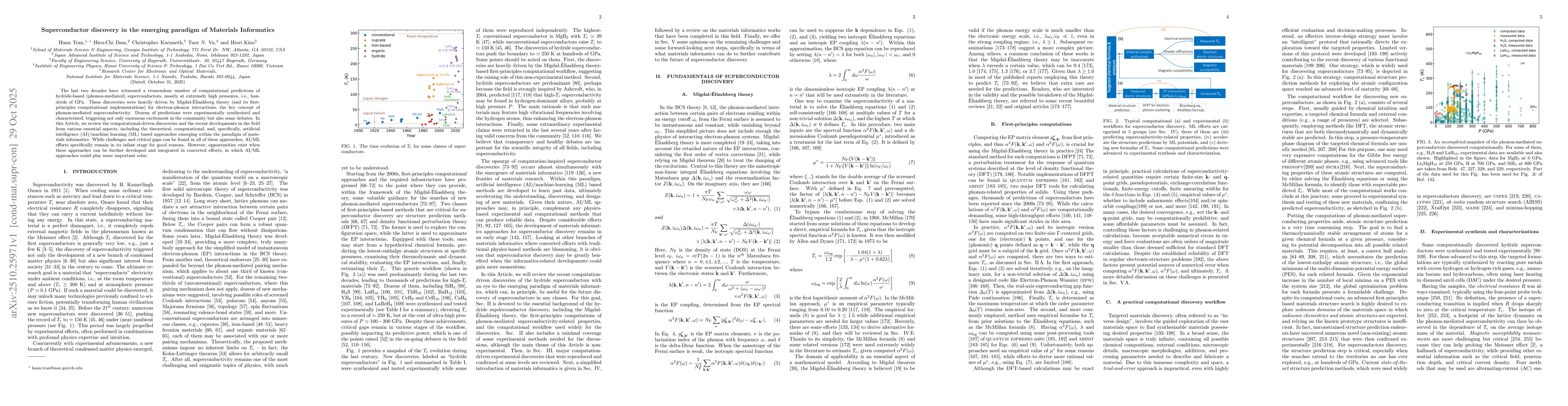 Thumbnail for Superconductor discovery in the emerging paradigm of Materials
  Informatics