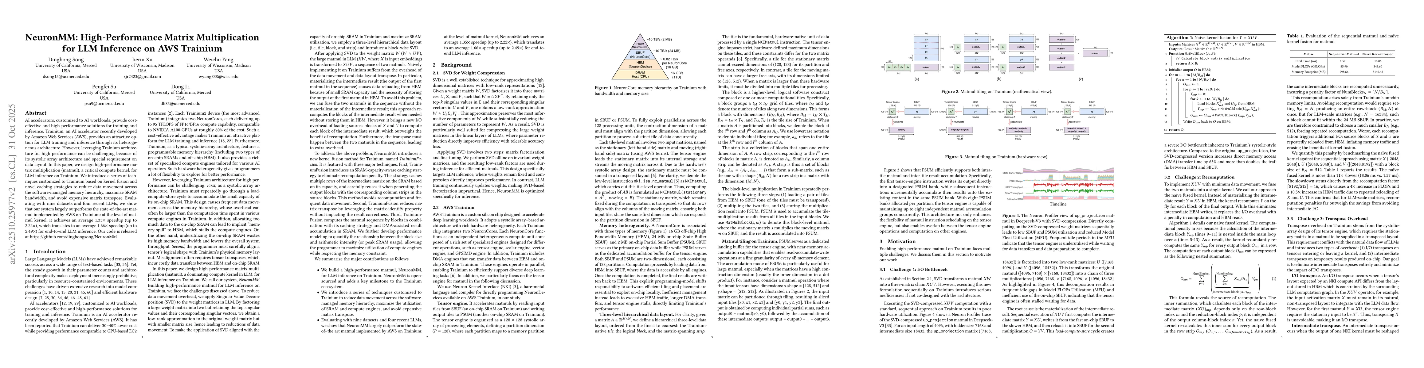 Thumbnail for NeuronMM: High-Performance Matrix Multiplication for LLM Inference on
  AWS Trainium