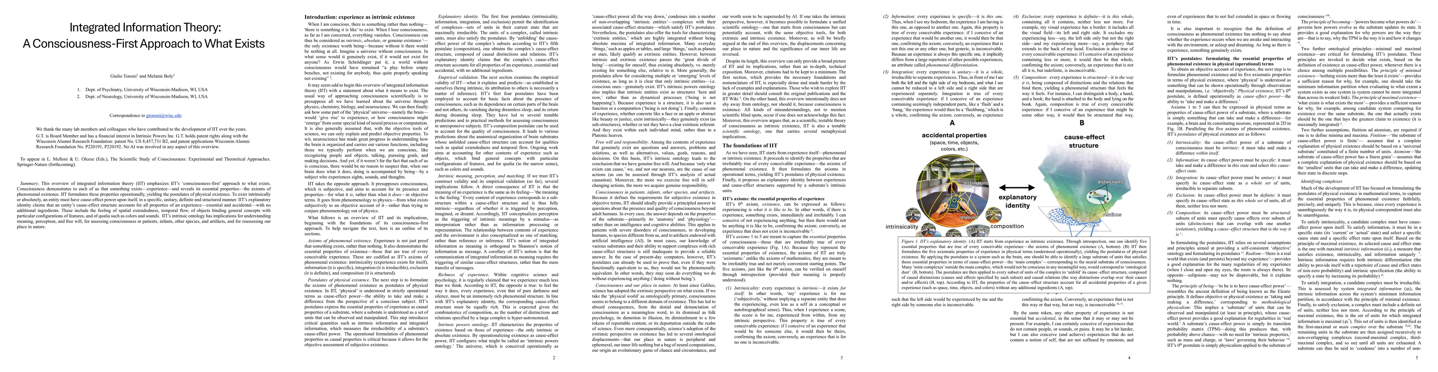 Thumbnail for Integrated Information Theory: A Consciousness-First Approach to What
  Exists