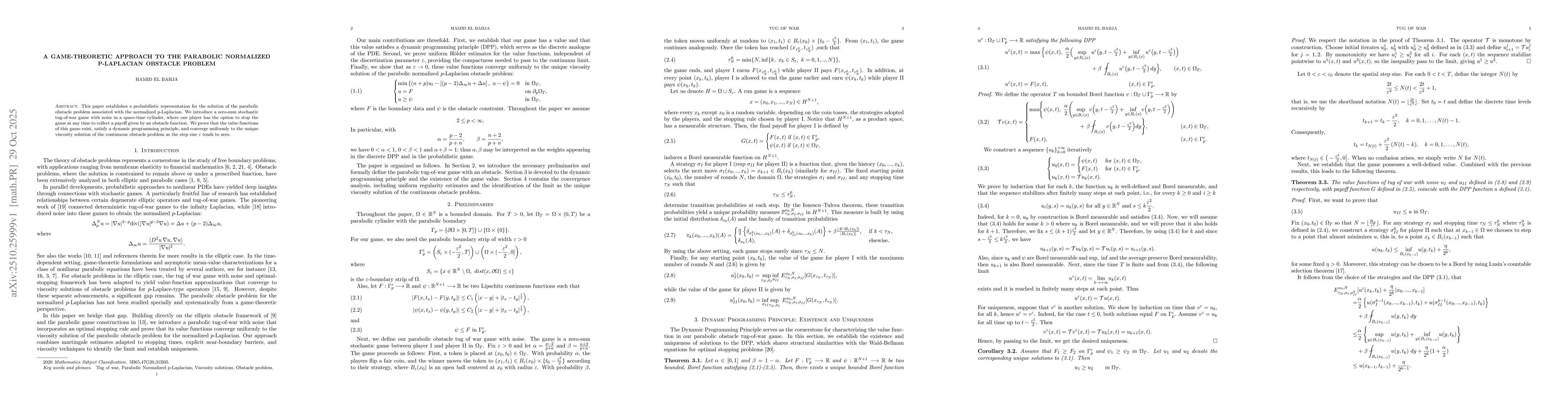 Thumbnail for A game-theoretic approach to the parabolic normalized p-Laplacian
  obstacle problem
