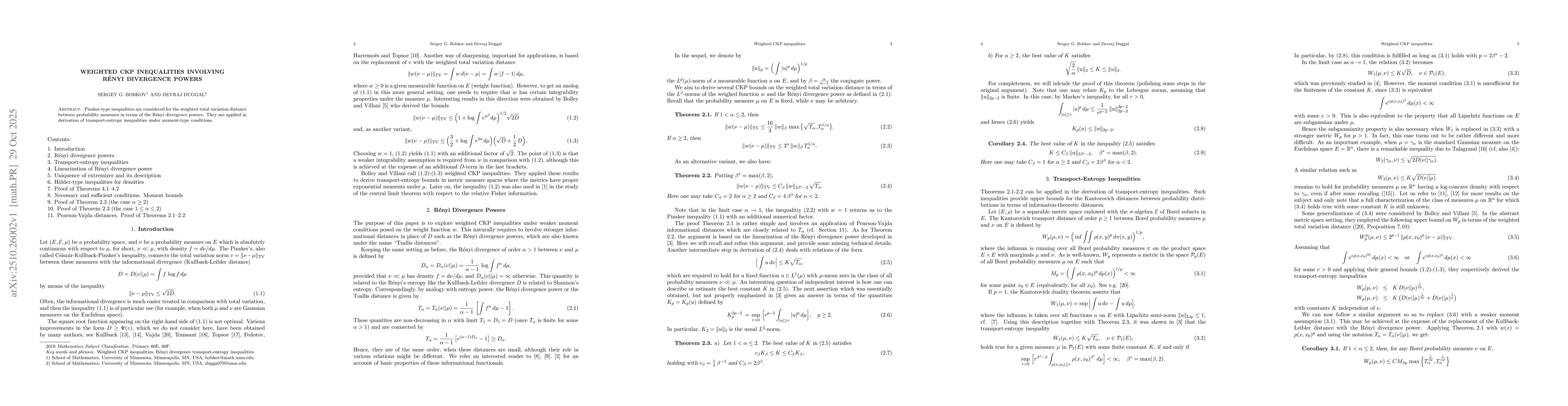 Thumbnail for Weighted CKP Inequalities Involving Rényi Divergence Powers