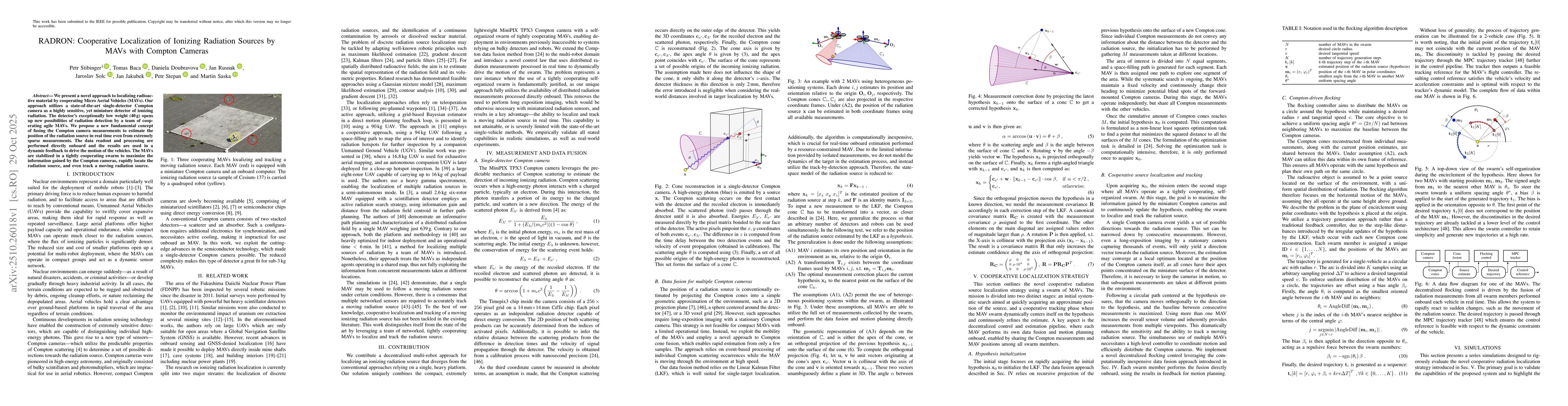 Thumbnail for RADRON: Cooperative Localization of Ionizing Radiation Sources by MAVs
  with Compton Cameras