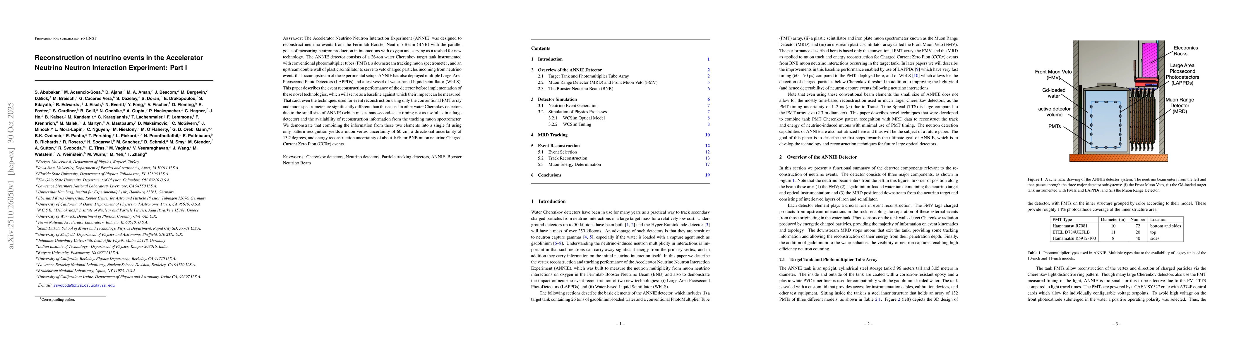 Thumbnail for Reconstruction of neutrino events in the Accelerator Neutrino Neutron
  Interaction Experiment: Part I