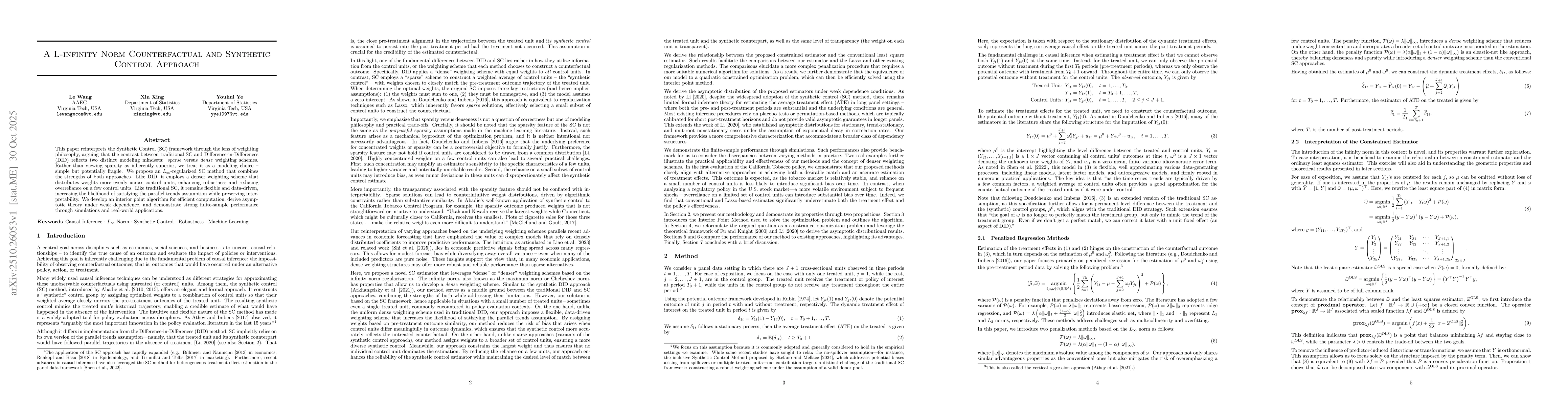 Thumbnail for A L-infinity Norm Synthetic Control Approach