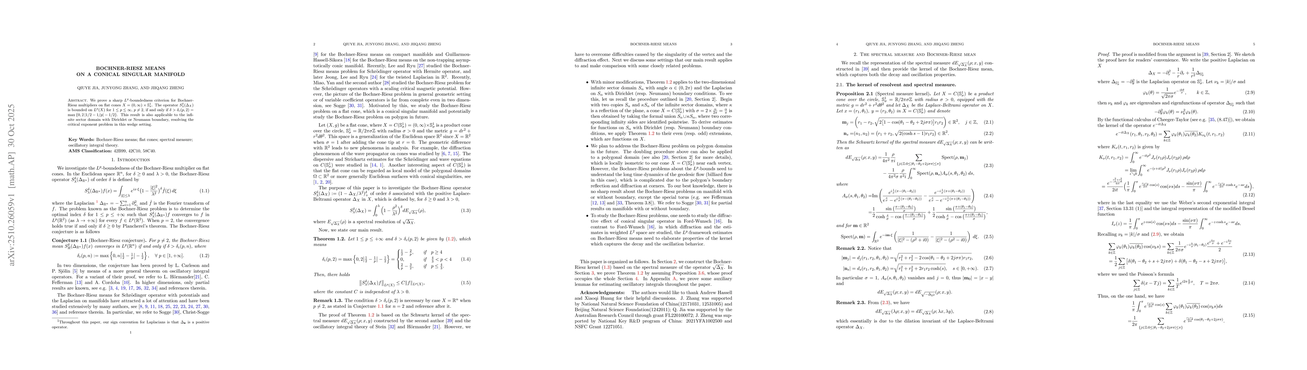 Thumbnail for Bochner-Riesz means on a conical singular manifold