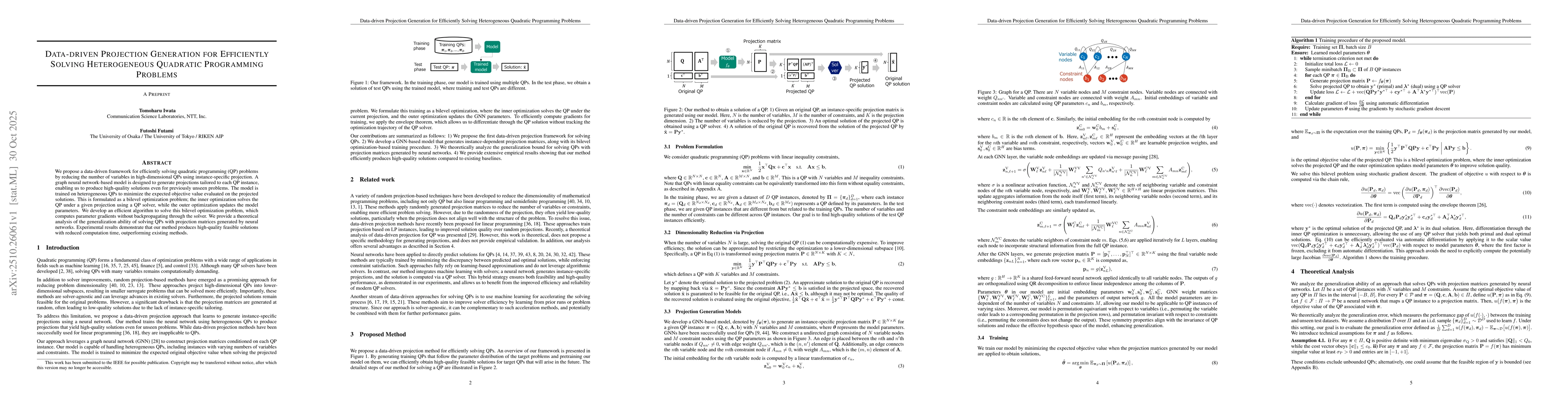 Thumbnail for Data-driven Projection Generation for Efficiently Solving Heterogeneous
  Quadratic Programming Problems