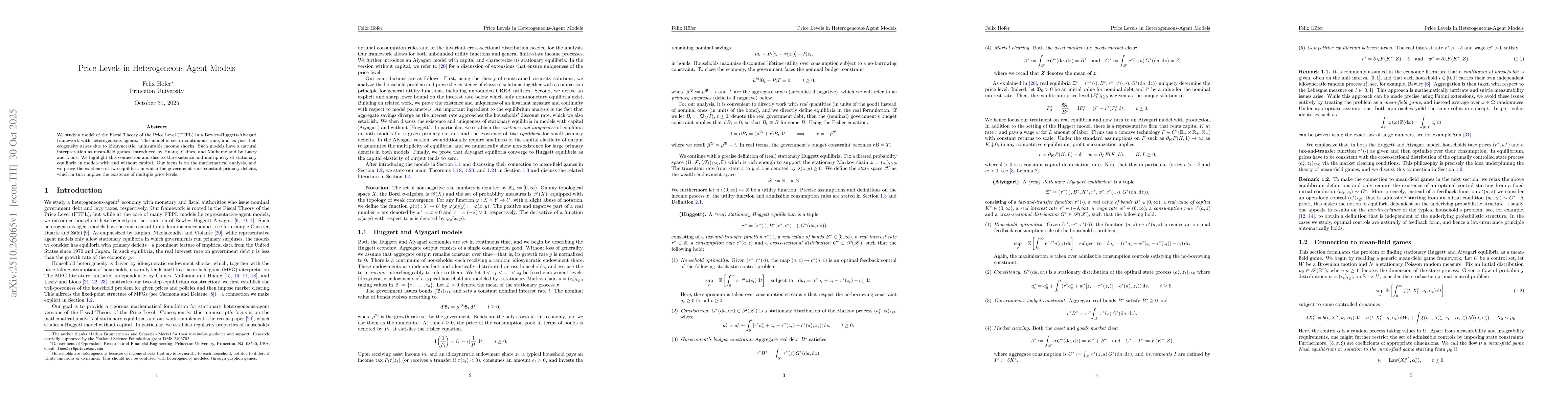 Thumbnail for Price Levels in Heterogeneous-Agent Models