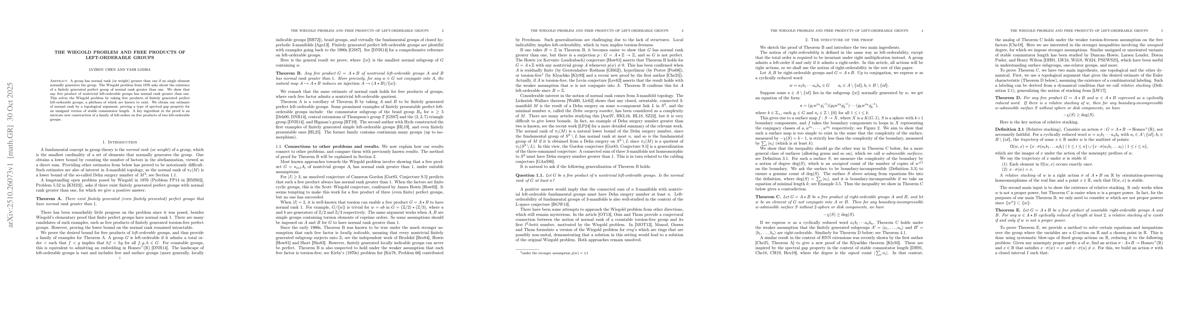 Thumbnail for The Wiegold problem and free products of left-orderable groups