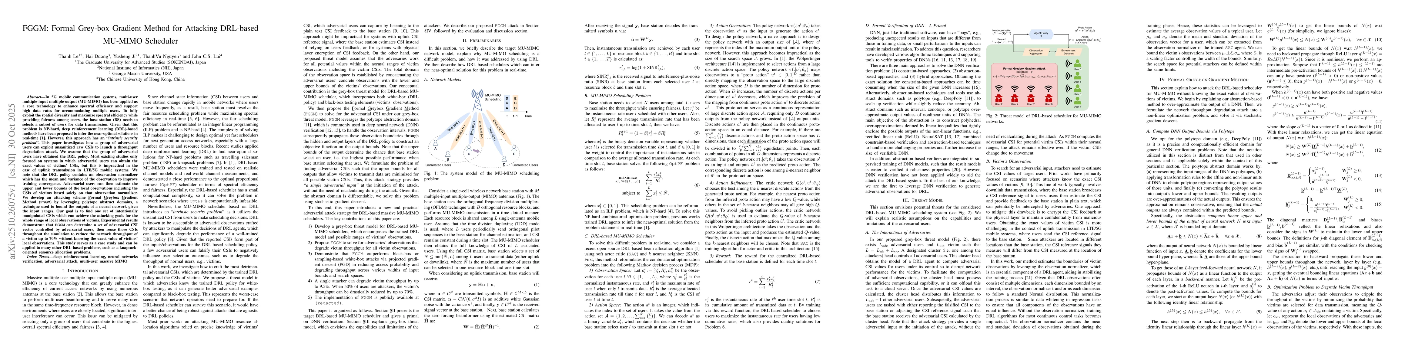 Thumbnail for FGGM: Formal Grey-box Gradient Method for Attacking DRL-based MU-MIMO
  Scheduler
