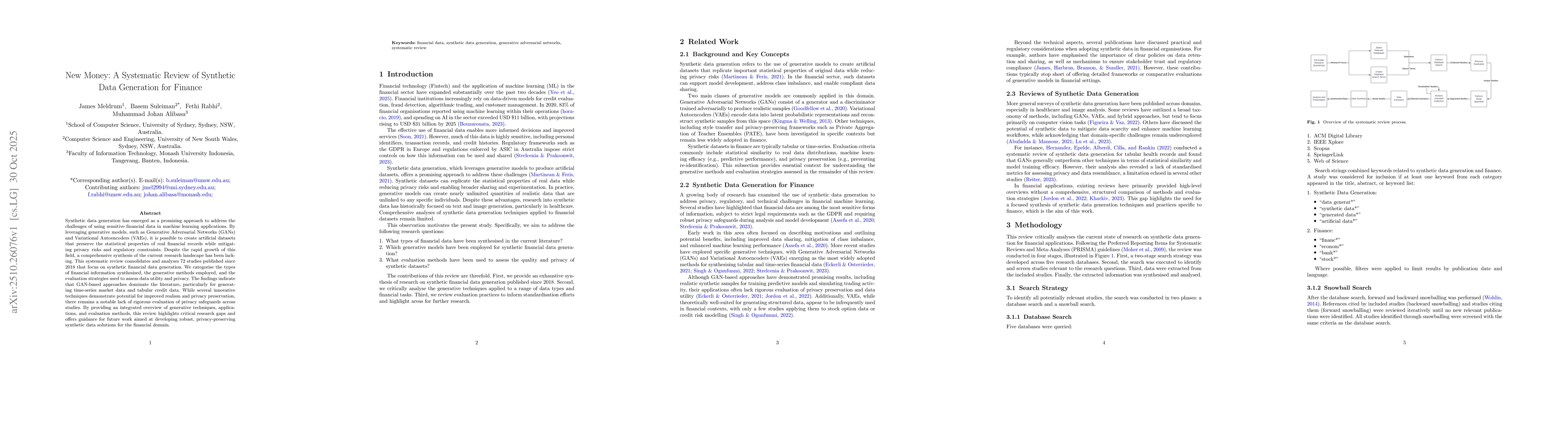 Thumbnail for New Money: A Systematic Review of Synthetic Data Generation for Finance