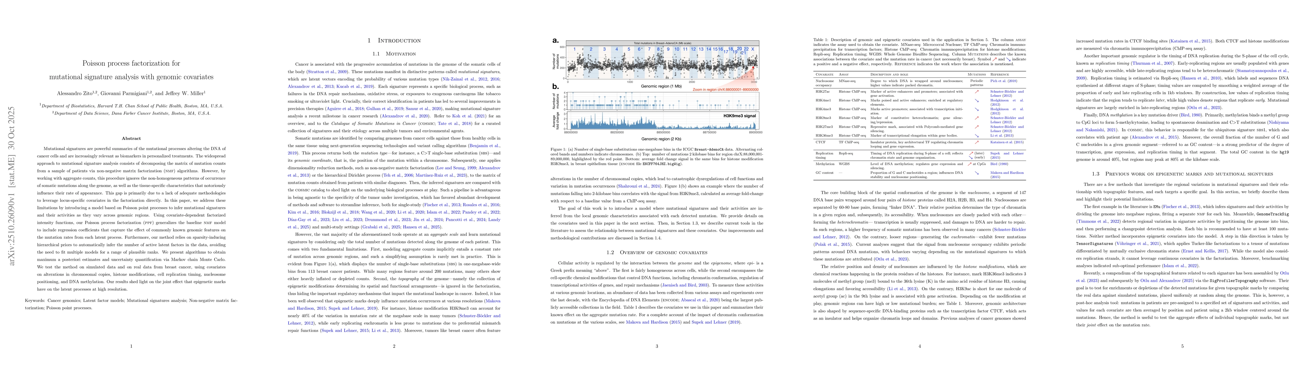 Thumbnail for Poisson process factorization for mutational signature analysis with
  genomic covariates