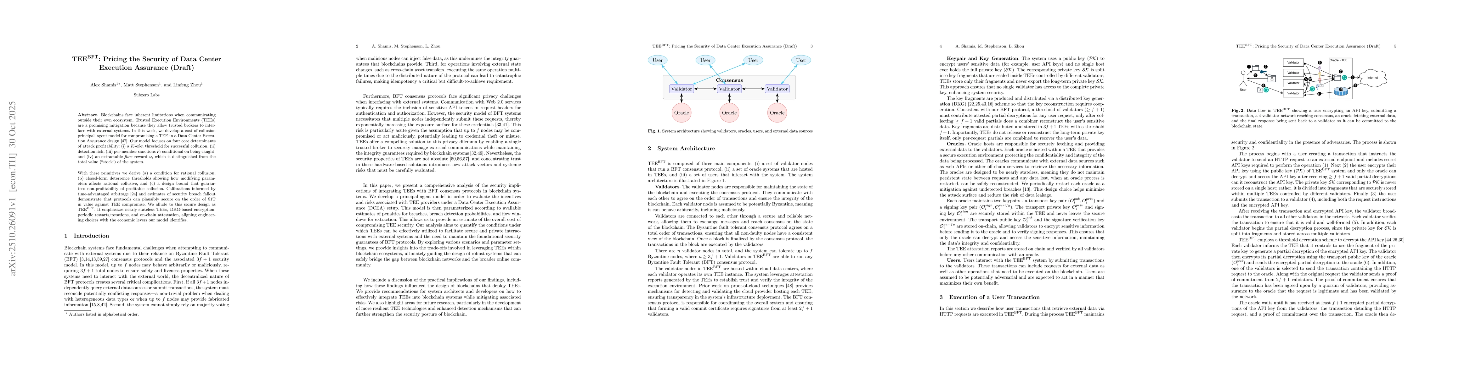 Thumbnail for TEE-BFT: Pricing the Security of Data Center Execution Assurance