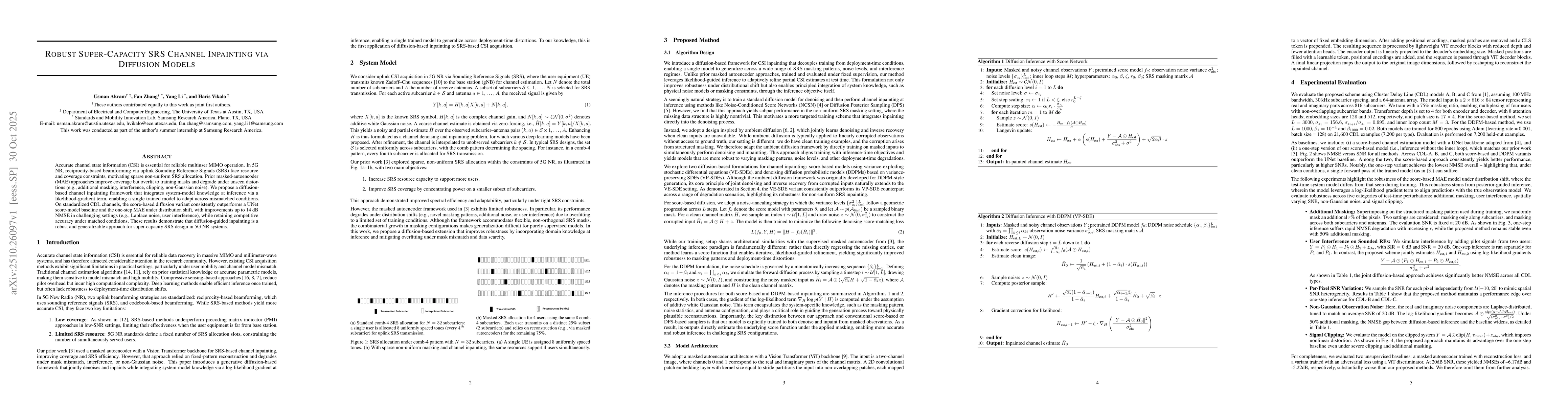 Thumbnail for Robust Super-Capacity SRS Channel Inpainting via Diffusion Models