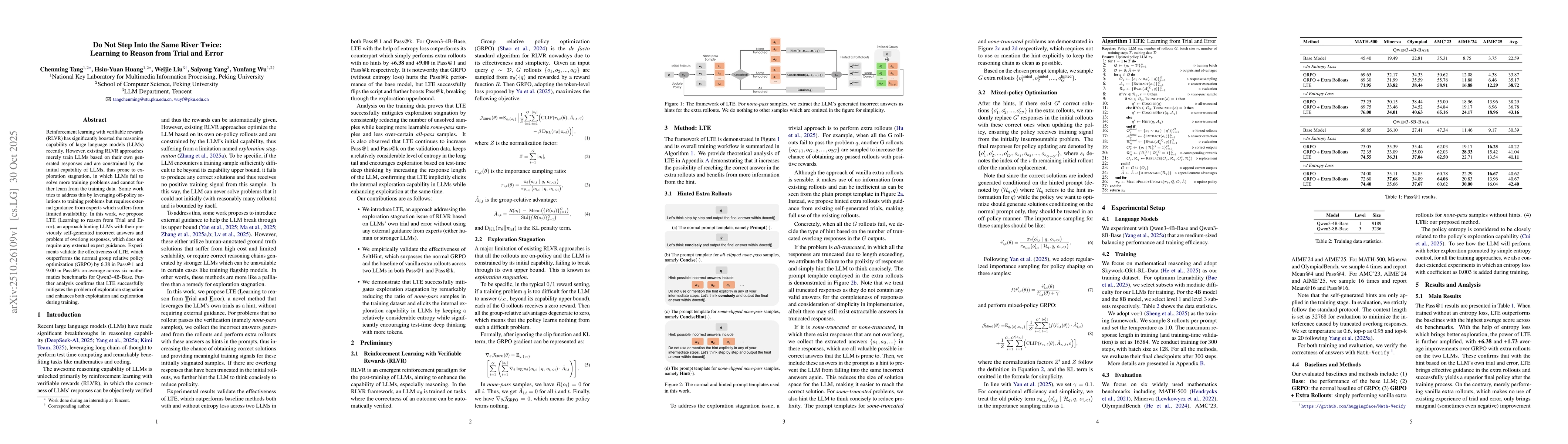 Thumbnail for Do Not Step Into the Same River Twice: Learning to Reason from Trial and
  Error