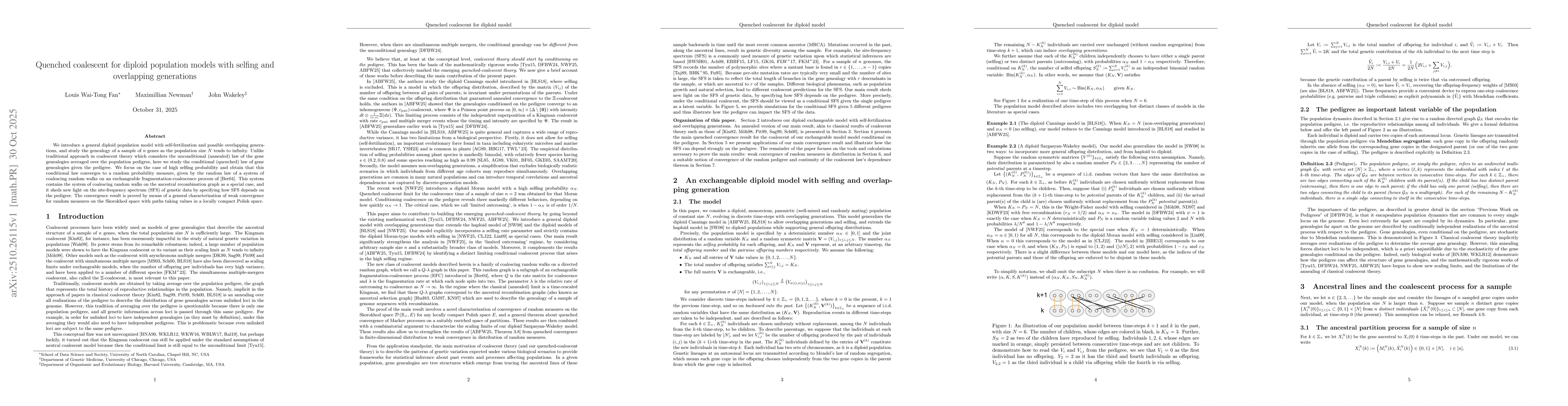 Thumbnail for Quenched coalescent for diploid population models with selfing and
  overlapping generations