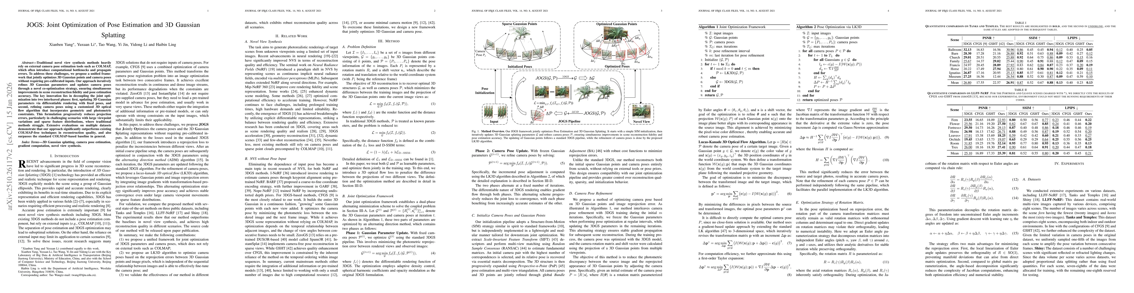 Thumbnail for JOGS: Joint Optimization of Pose Estimation and 3D Gaussian Splatting