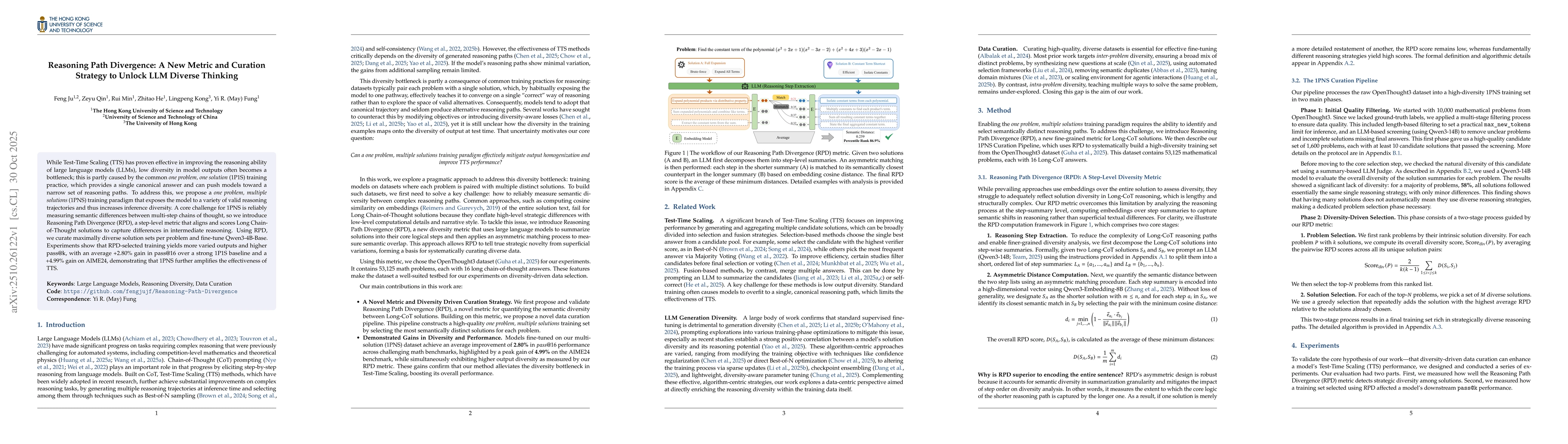 Thumbnail for Reasoning Path Divergence: A New Metric and Curation Strategy to Unlock
  LLM Diverse Thinking