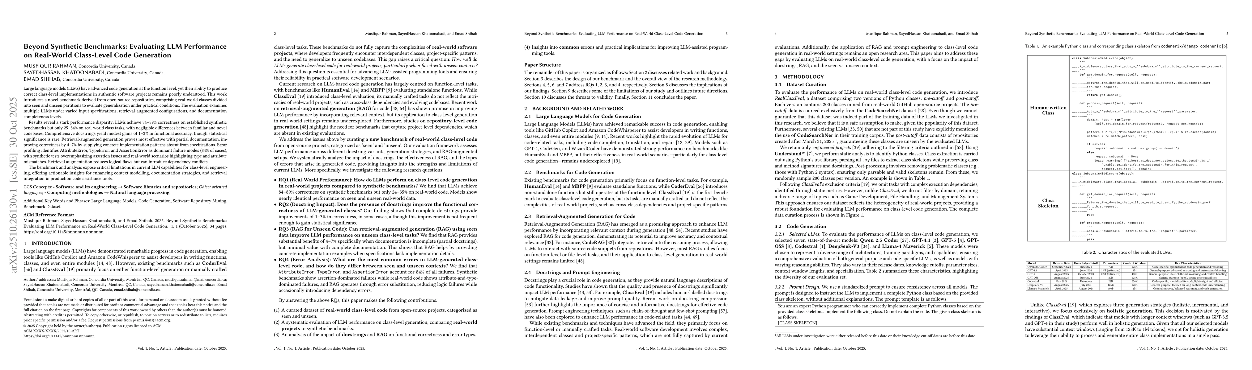 Thumbnail for Beyond Synthetic Benchmarks: Evaluating LLM Performance on Real-World
  Class-Level Code Generation