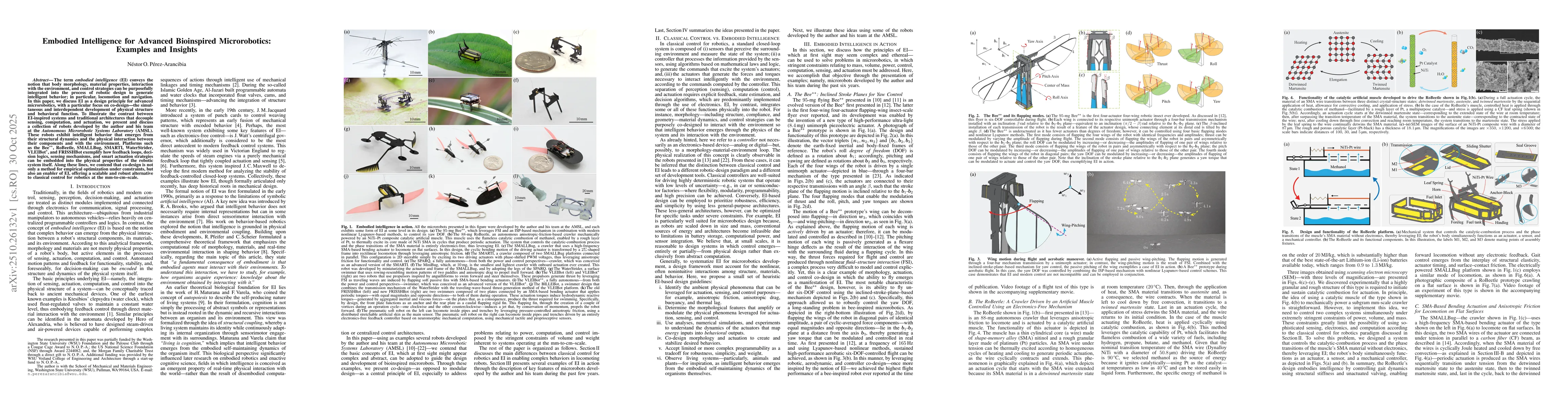 Thumbnail for Embodied Intelligence for Advanced Bioinspired Microrobotics: Examples
  and Insights