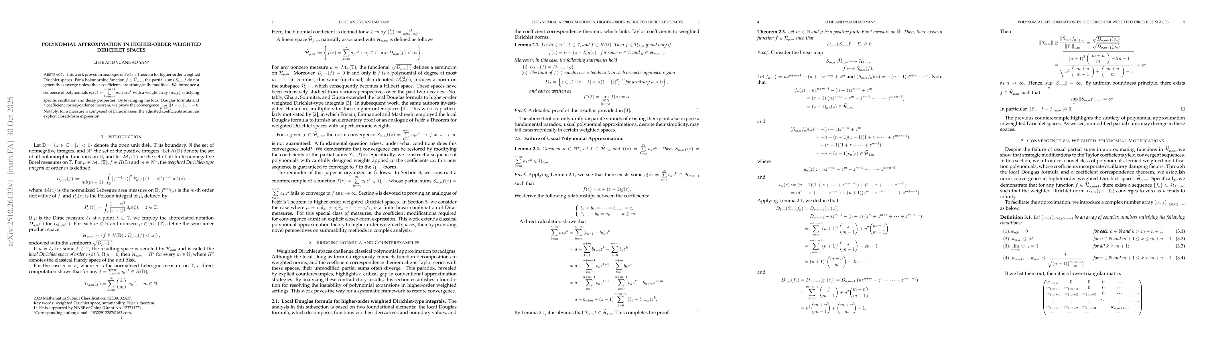 Thumbnail for Polynomial Approximation in Higher-Order Weighted Dirichlet Spaces
