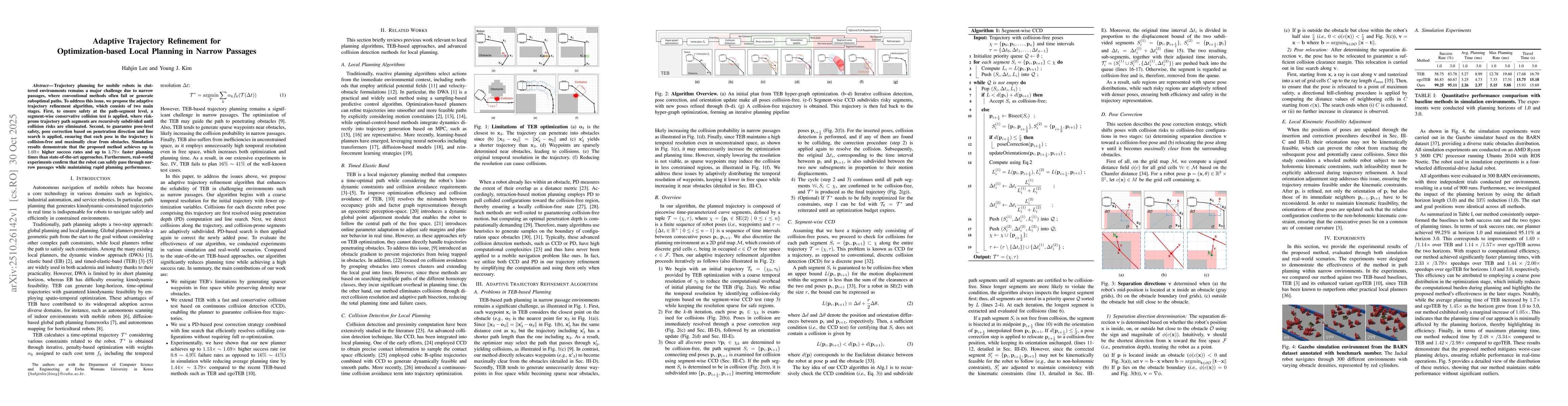 Thumbnail for Adaptive Trajectory Refinement for Optimization-based Local Planning in
  Narrow Passages