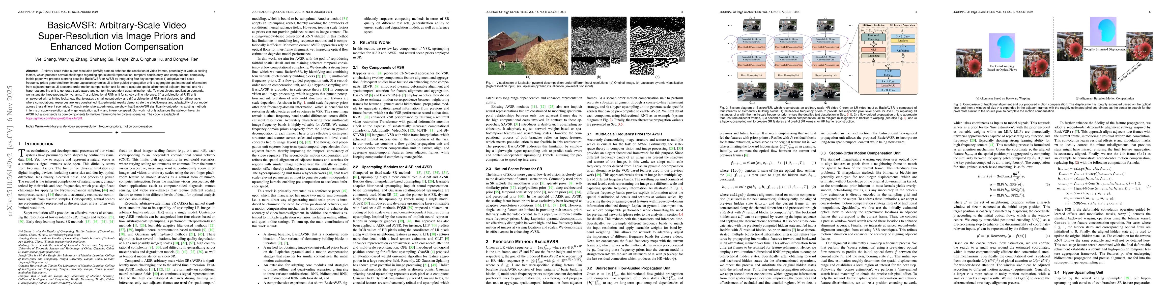 Thumbnail for BasicAVSR: Arbitrary-Scale Video Super-Resolution via Image Priors and Enhanced Motion Compensation