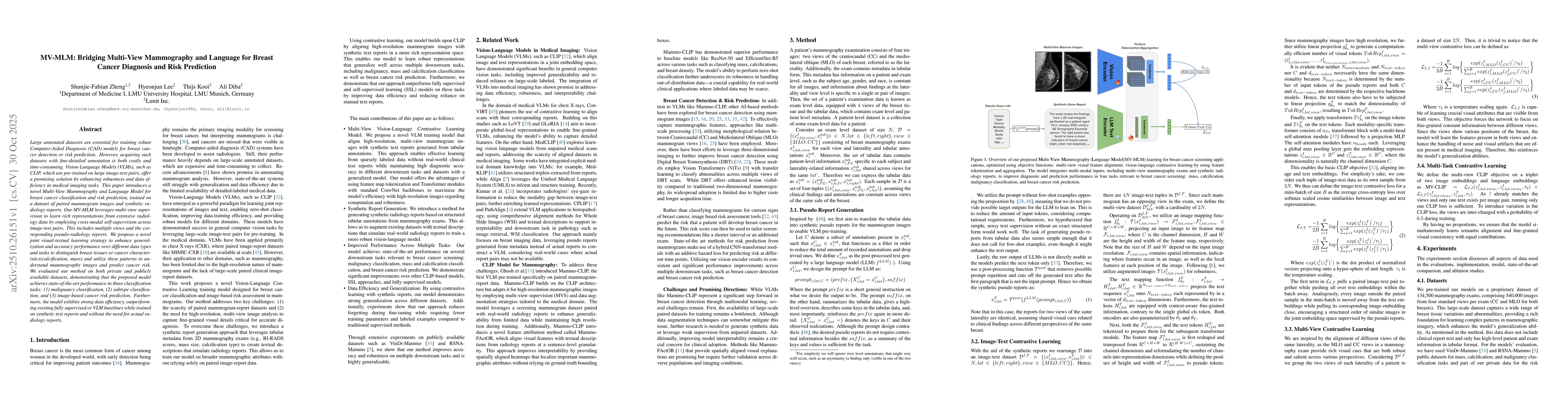 Thumbnail for MV-MLM: Bridging Multi-View Mammography and Language for Breast Cancer
  Diagnosis and Risk Prediction