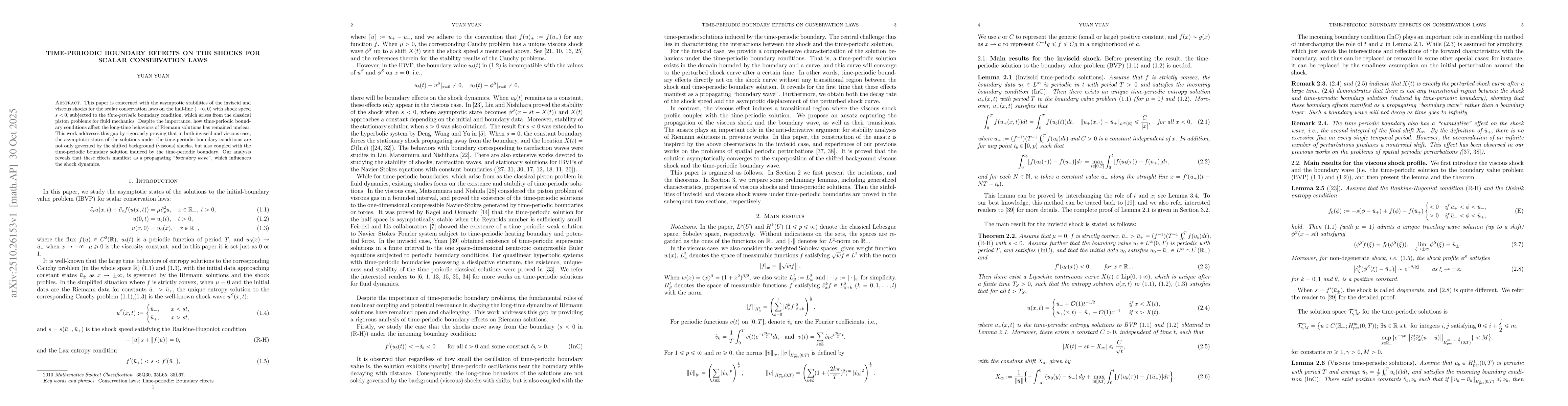 Thumbnail for Time-periodic boundary effects on the shocks for scalar conservation
  laws