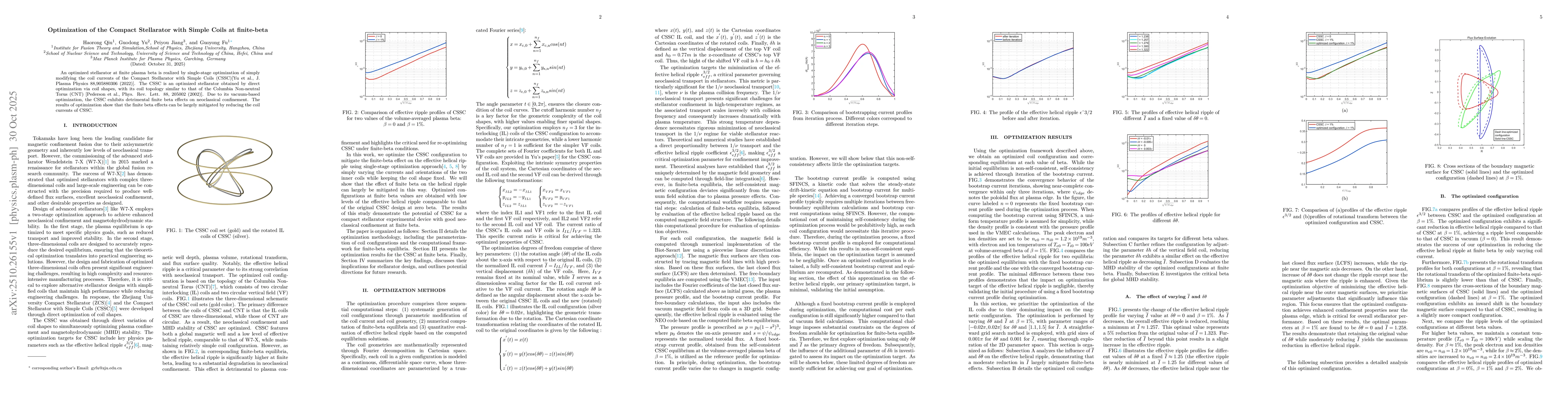 Thumbnail for Optimization of the Compact Stellarator with Simple Coils at finite-beta