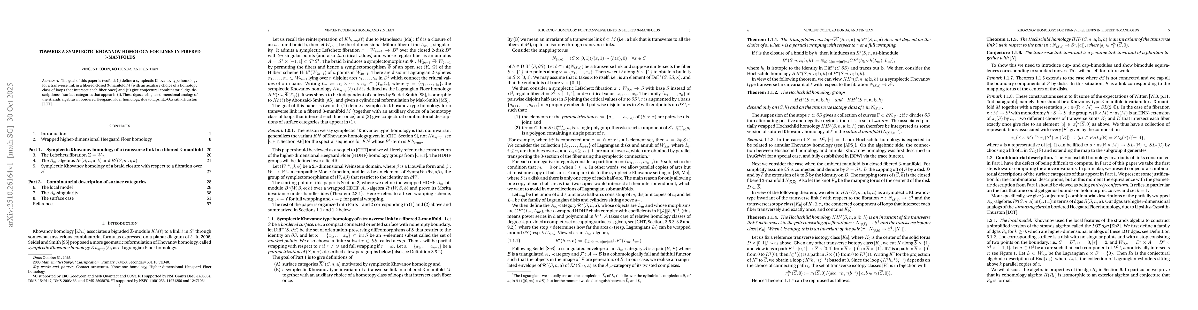 Thumbnail for Towards a symplectic Khovanov homology for links in fibered
  $3$-manifolds