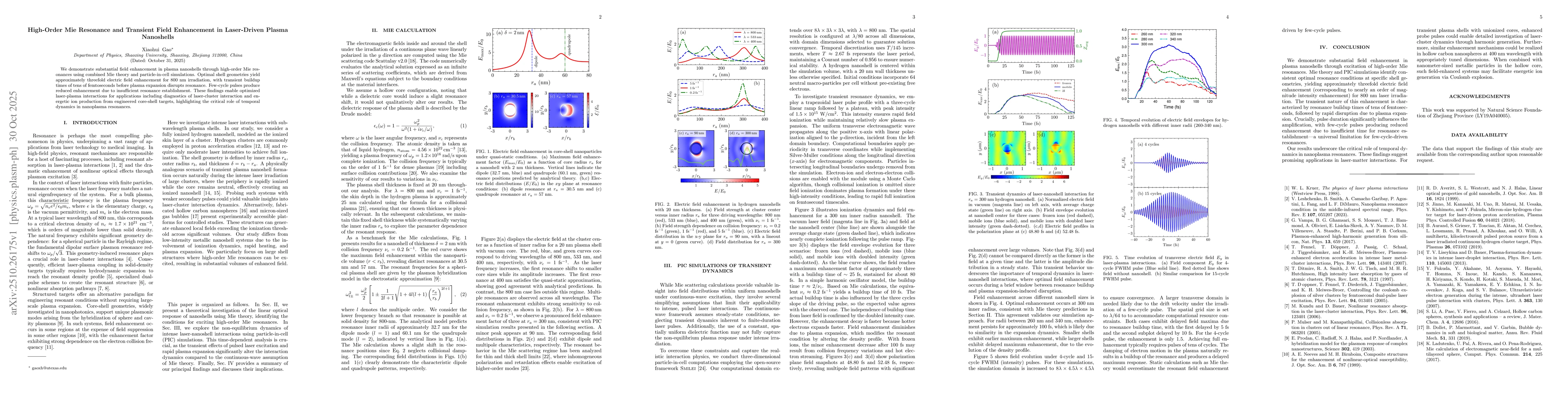 Thumbnail for High-order Mie resonance and transient field enhancement in laser-driven
  plasma nanoshells