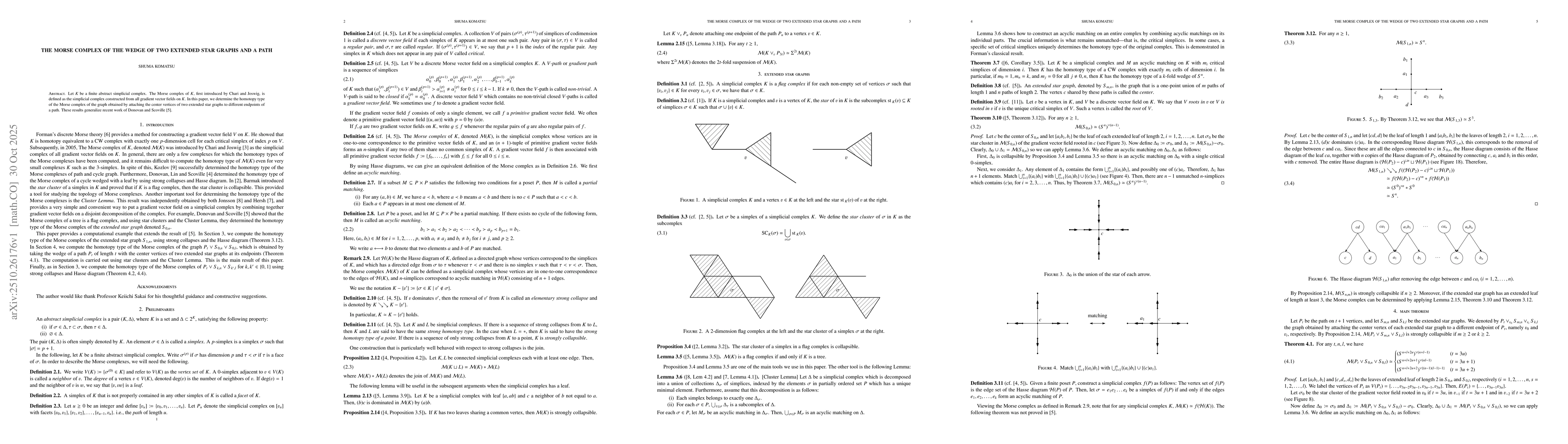 Thumbnail for The Morse complex of the wedge of two extended star graphs and a path