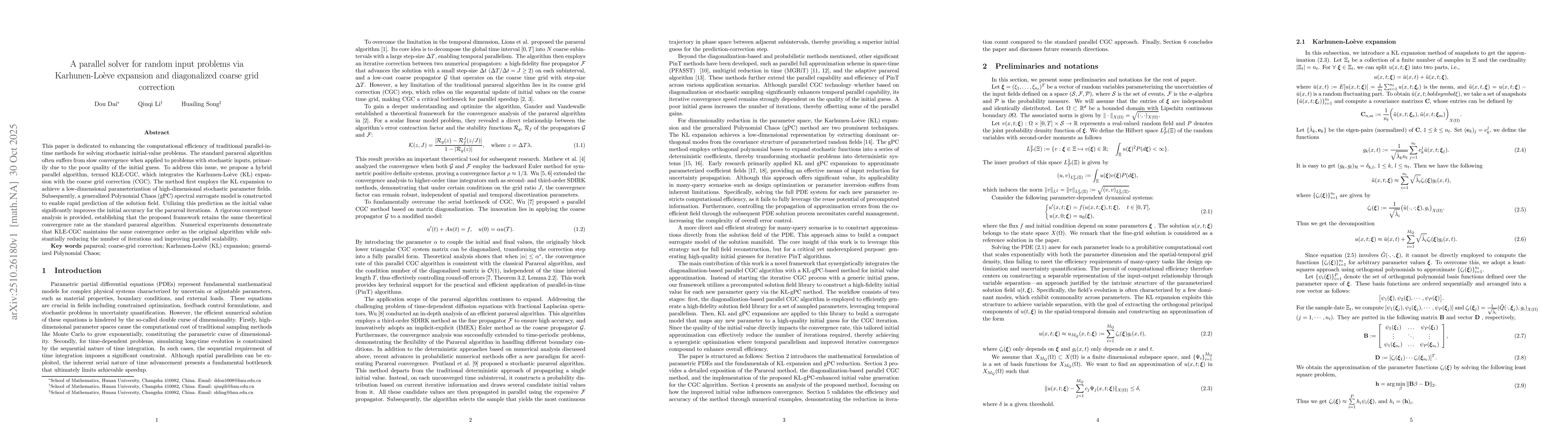 Thumbnail for A parallel solver for random input problems via Karhunen-Loève
  expansion and diagonalized coarse grid correction