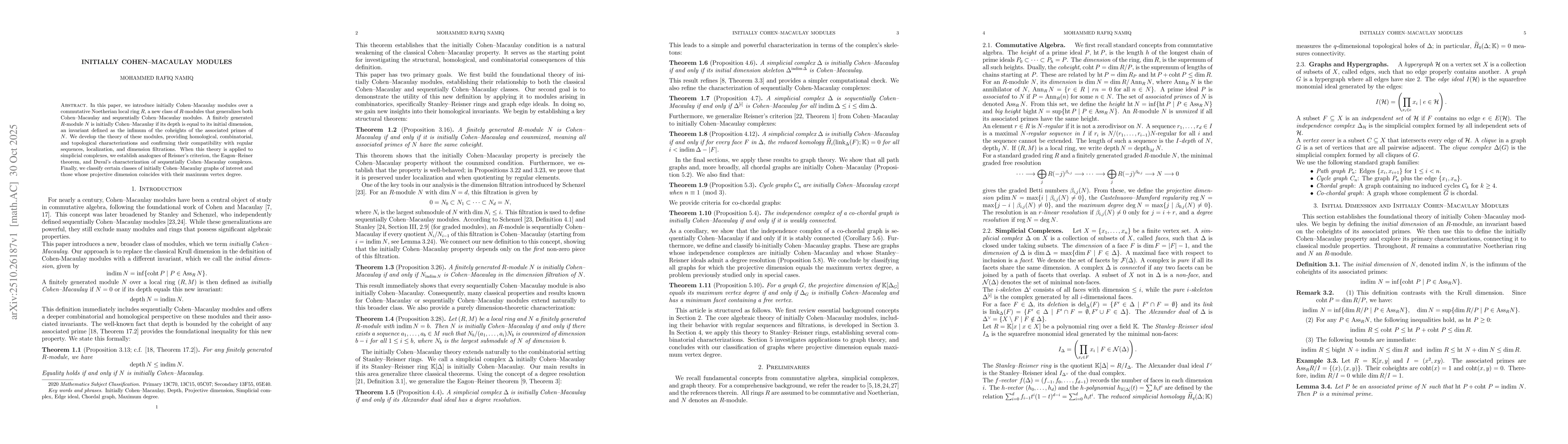 Thumbnail for Initially Cohen-Macaulay Modules