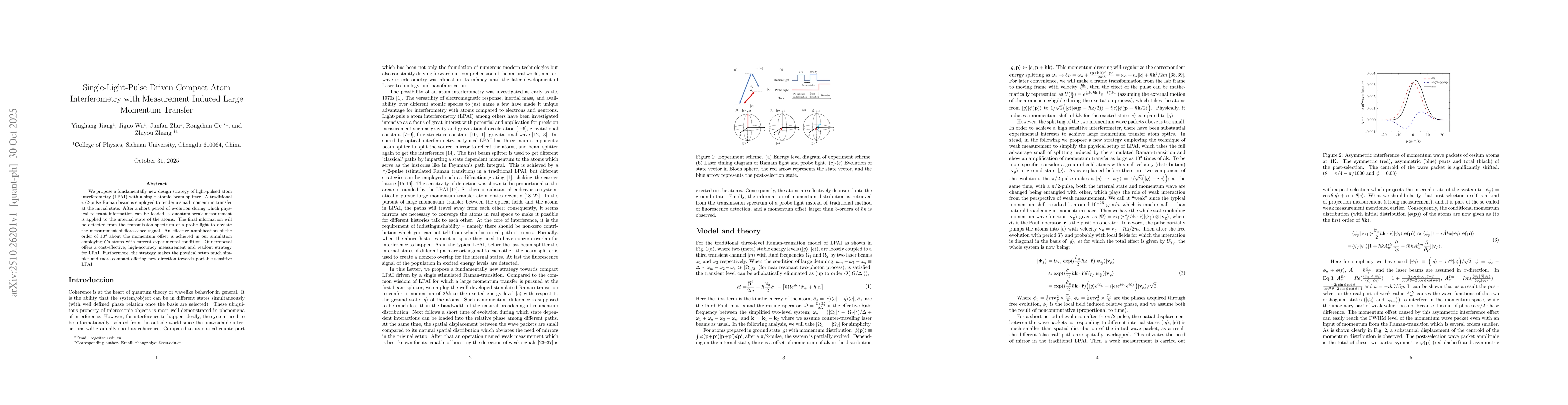 Thumbnail for Single-Light-Pulse Driven Compact Atom Interferometry with Measurement
  Induced Large Momentum Transfer