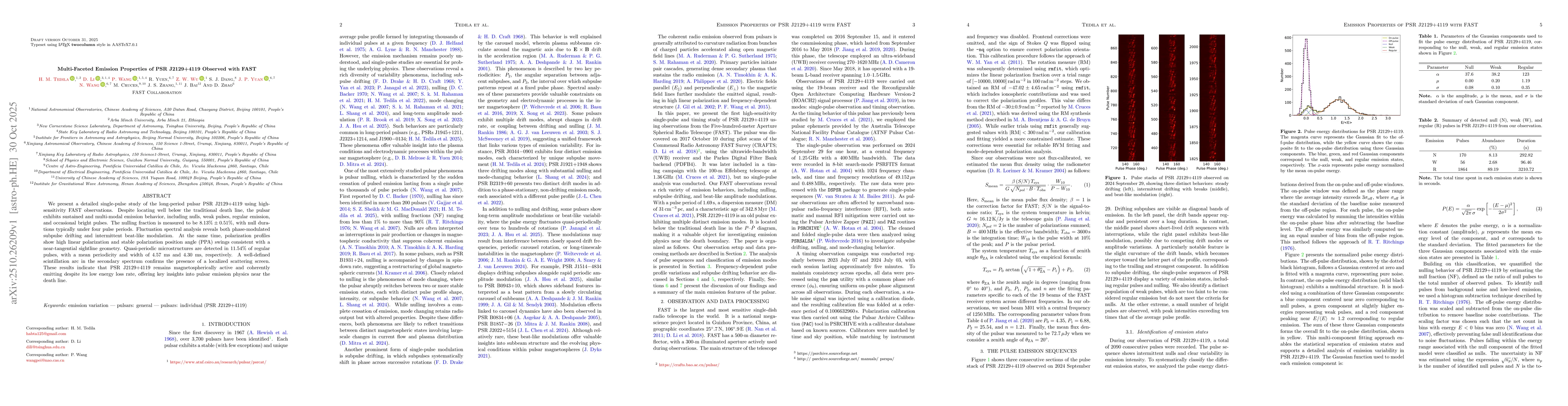 Thumbnail for Multi-Faceted Emission Properties of PSR J2129+4119 Observed with FAST