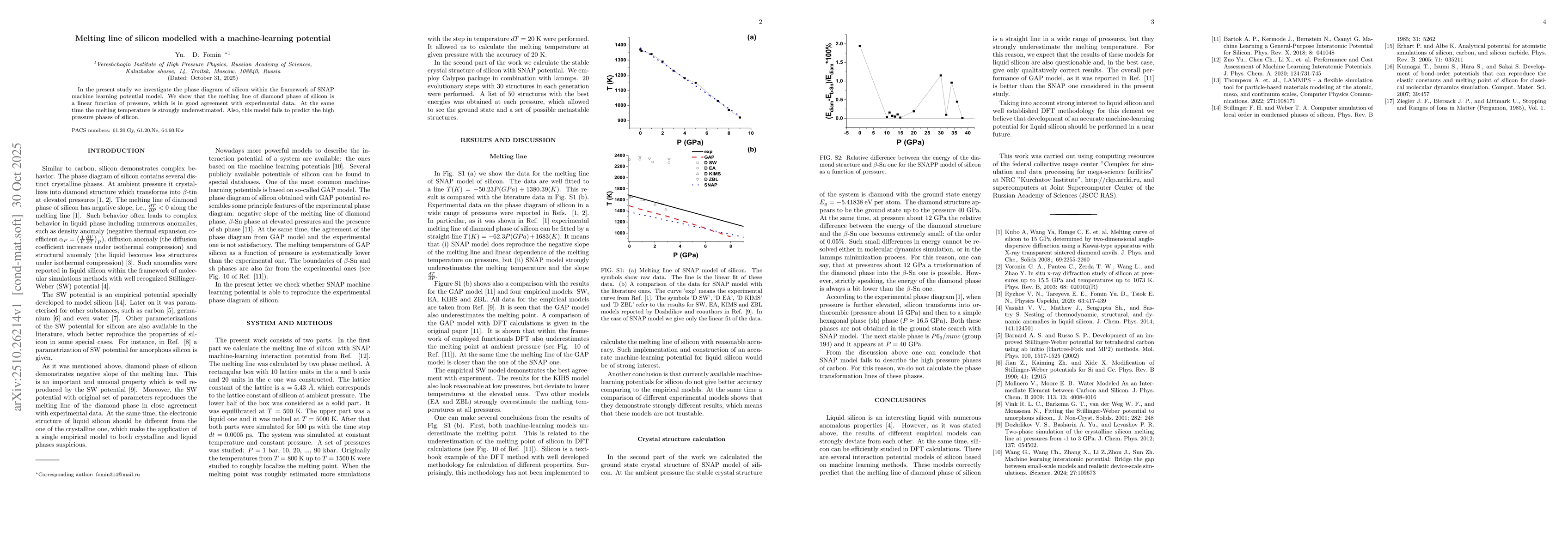 Thumbnail for Melting line of silicon modelled with a machine-learning potential