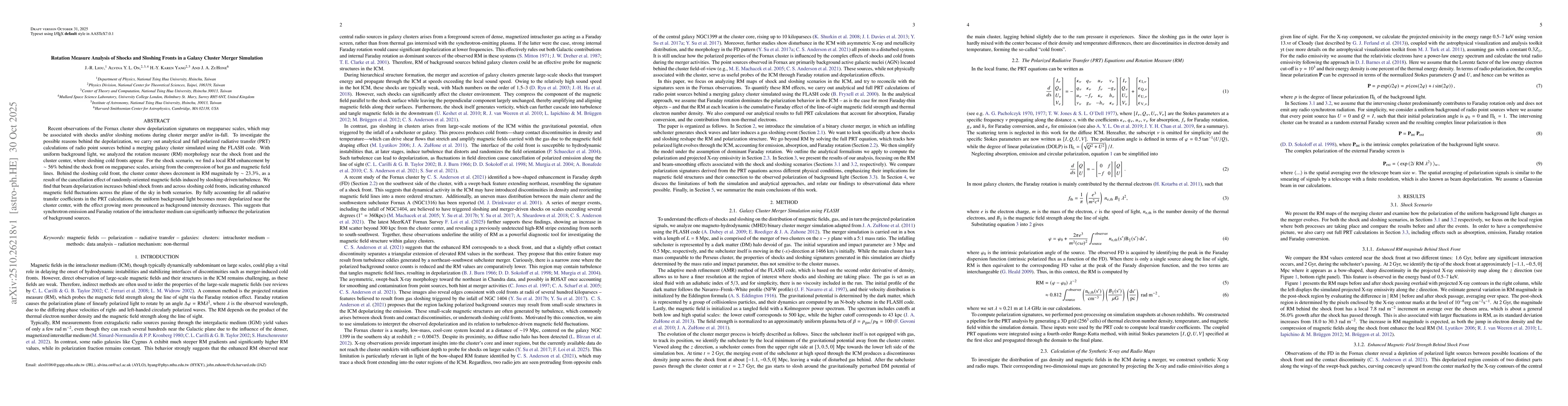 Thumbnail for Rotation Measure Analysis of Shocks and Sloshing Fronts in a Galaxy
  Cluster Merger Simulation