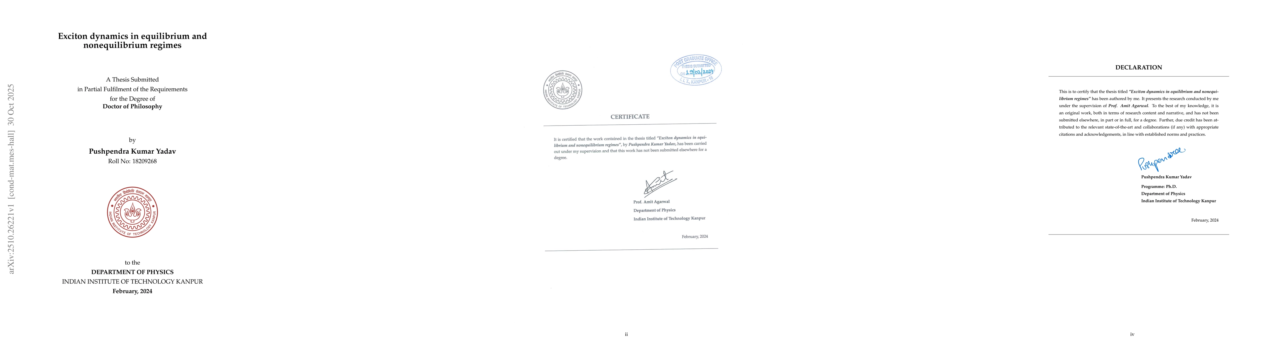 Thumbnail for Exciton dynamics in equilibrium and nonequilibrium regimes