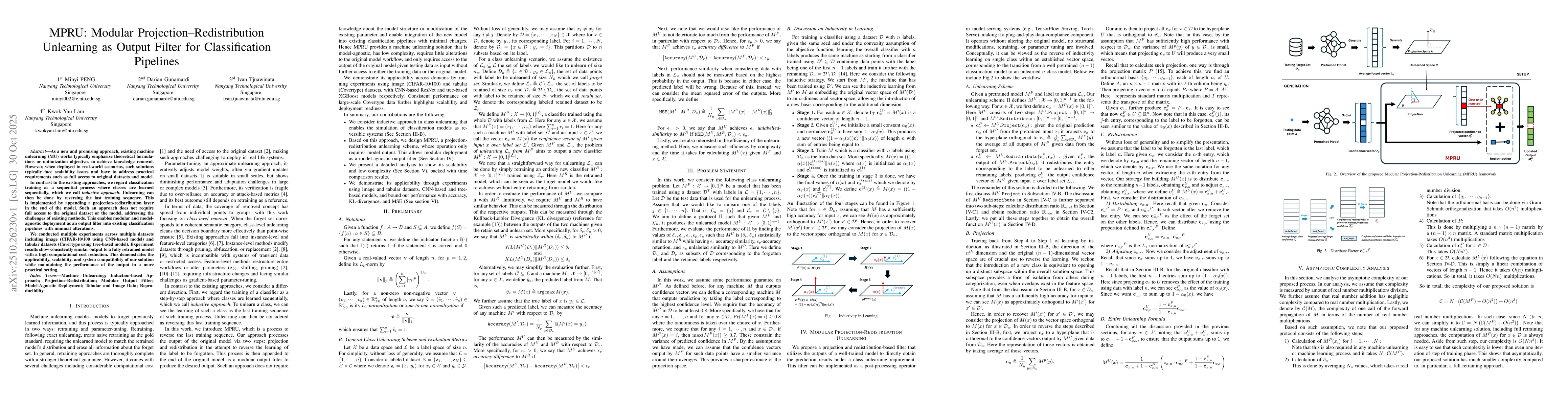 Thumbnail for MPRU: Modular Projection-Redistribution Unlearning as Output Filter for
  Classification Pipelines