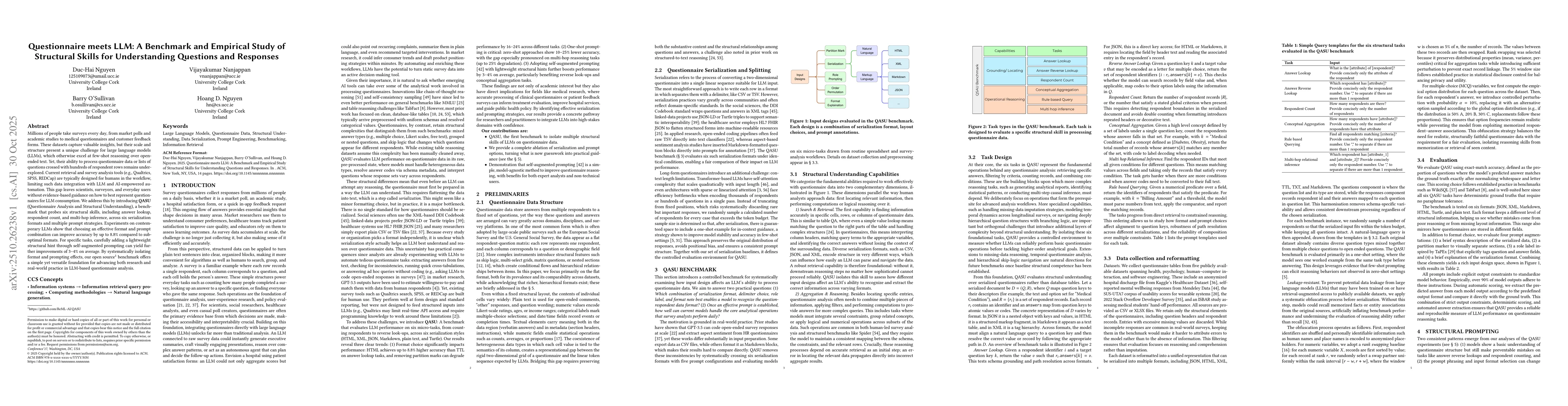 Thumbnail for Questionnaire meets LLM: A Benchmark and Empirical Study of Structural
  Skills for Understanding Questions and Responses